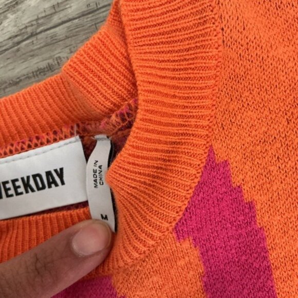 Weekday Maya Jacquard Knit Top Abstract Print Long Sleeve Sweater Size M - Picture 7 of 7